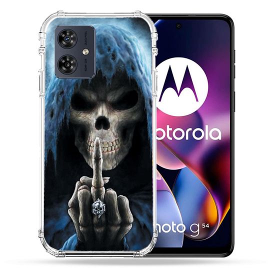 Coque Renforcée Pour Motorola G54 5G Tete de Mort Doigt