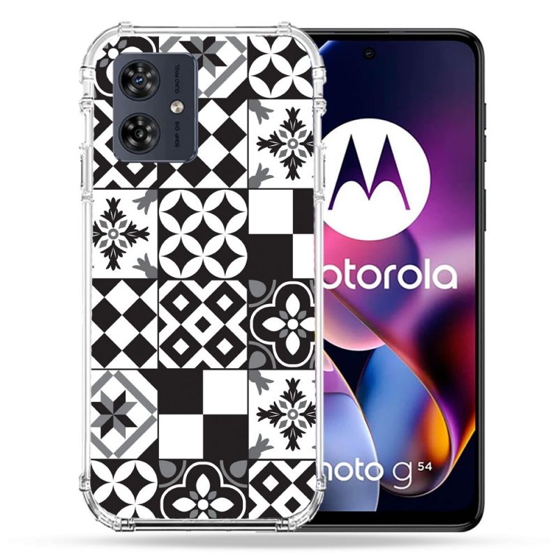 Coque Renforcée Pour Motorola G54 5G Texture Carreau Ciment Noir