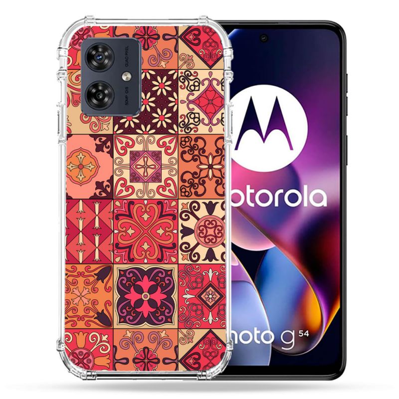 Coque Renforcée Pour Motorola G54 5G Texture Carreau Ciment Rouge