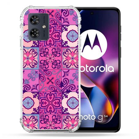 Coque Renforcée Pour Motorola G54 5G Texture Carreau Ciment Violet