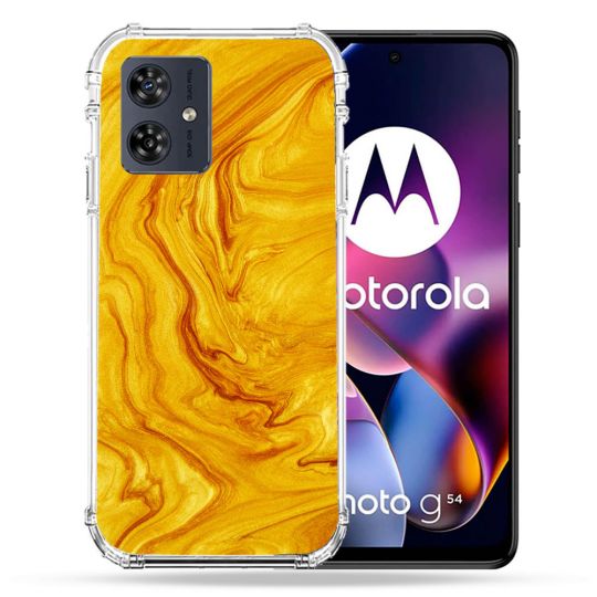 Coque Renforcée Pour Motorola G54 5G Texture Marbre Jaune