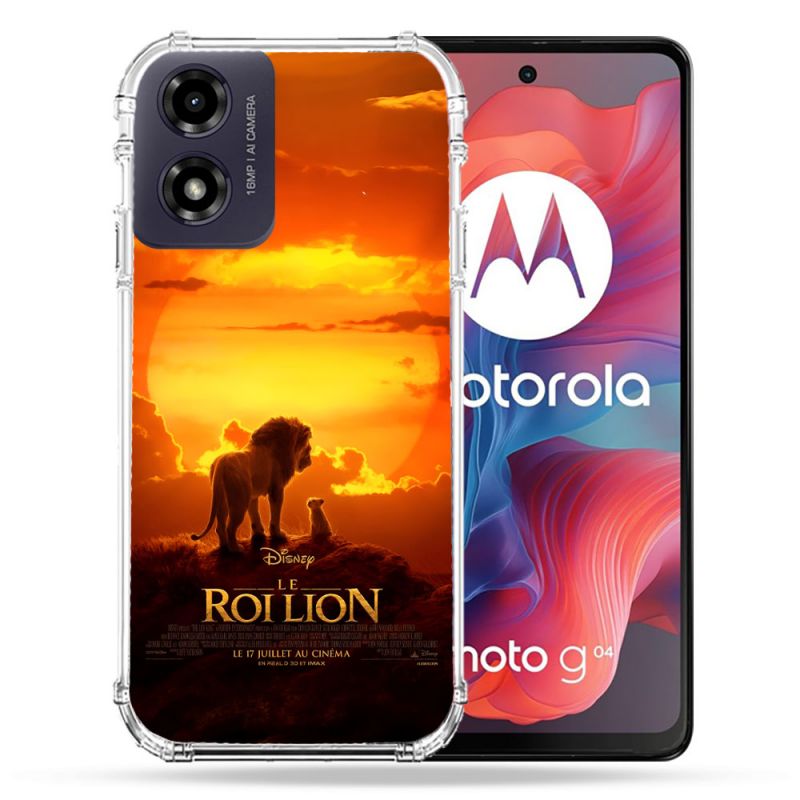 Coque Renforcée Pour Motorola G04 4G Le Roi Lion Affiche