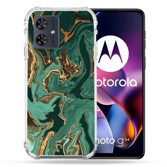 Coque Renforcée Pour Motorola G54 5G Texture Marbre Vert