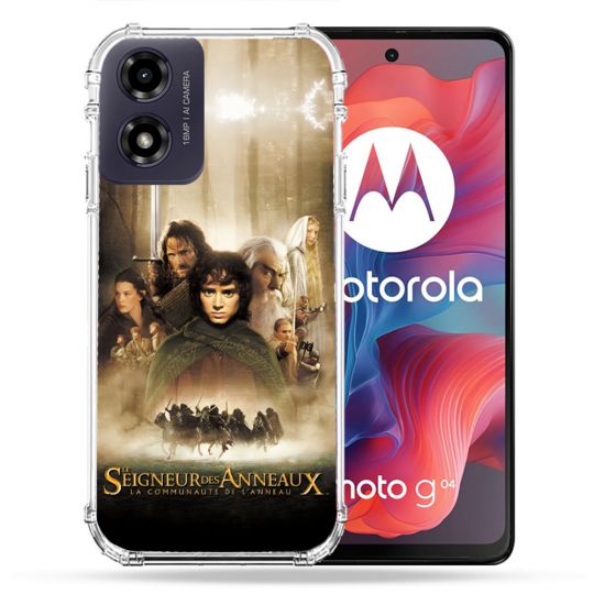 Coque Renforcée Pour Motorola G04 4G Le seigneur Des Anneaux Affiche