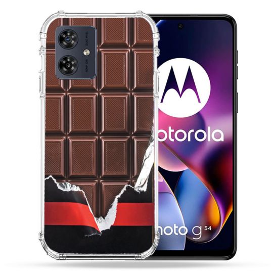 Coque Renforcée Pour Motorola G54 5G Texture Trompe Oeil Chocolat