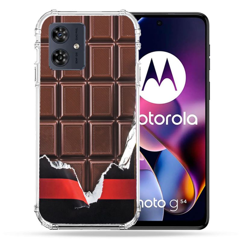 Coque Renforcée Pour Motorola G54 5G Texture Trompe Oeil Chocolat