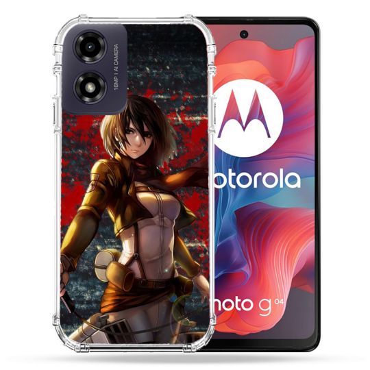 Coque Renforcée Pour Motorola G04 4G Manga Attaque Titans Mikasa