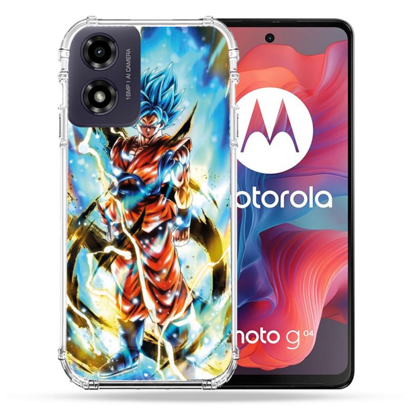 Coque Renforcée Pour Motorola G04 4G Manga Dragon Ball Sangoku Blanc