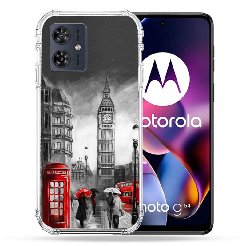 Coque Renforcée Pour Motorola G54 5G Voyage Angleterre Londres Vintage