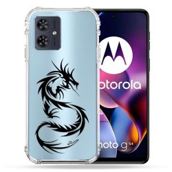 Coque Transparente Pour Motorola G54 5G Dragon Noir