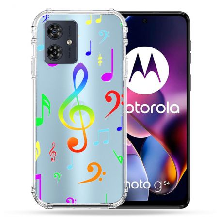 Coque Transparente Pour Motorola G54 5G Note Musique Colore