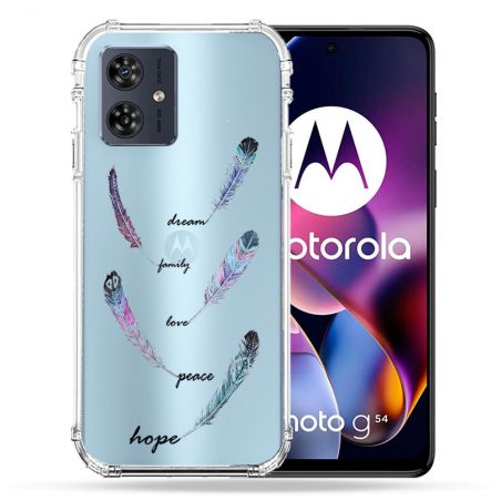 Coque Transparente Pour Motorola G54 5G Plume Couleur