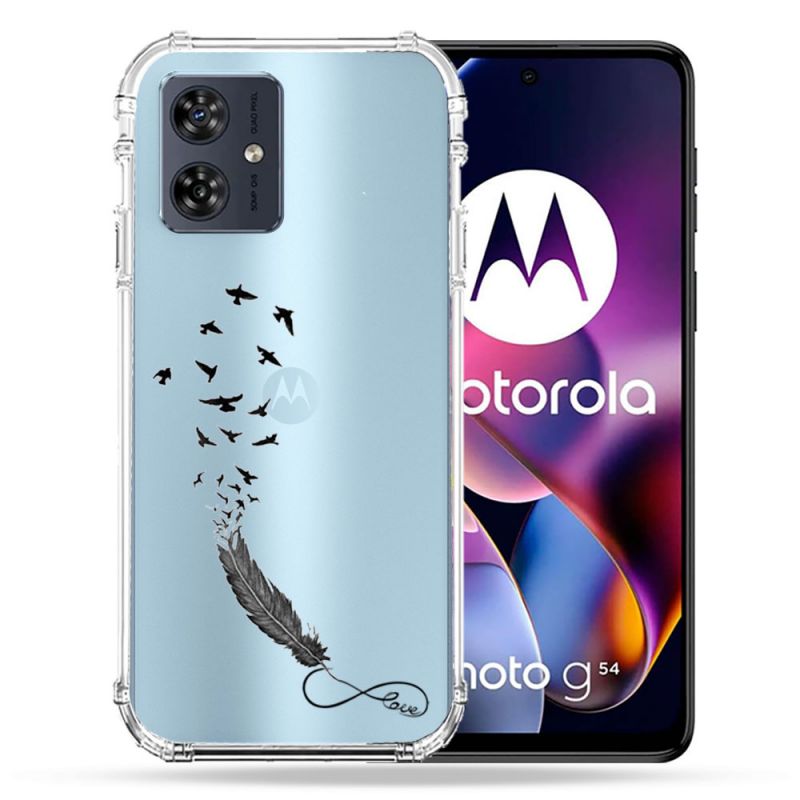 Coque Transparente Pour Motorola G54 5G Plume Infini