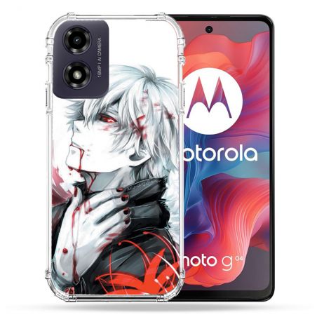 Coque Renforcée Pour Motorola G04 4G Manga Tokyo Ghoul Kaneki Blanc