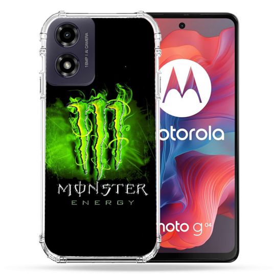 Coque Renforcée Pour Motorola G04 4G Monster Energy Vert