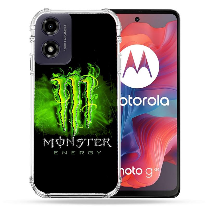 Coque Renforcée Pour Motorola G04 4G Monster Energy Vert