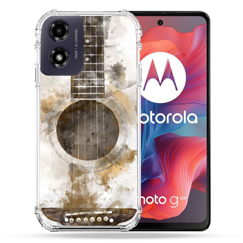Coque Renforcée Pour Motorola G04 4G Musique Guitare Tag