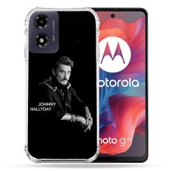Coque Renforcée Pour Motorola G04 4G Musique Johnny Hallyday Noir