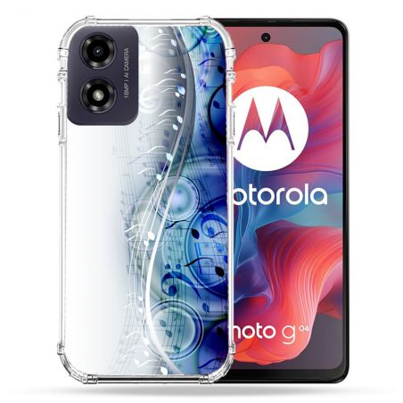 Coque Renforcée Pour Motorola G04 4G Musique Partition Vague