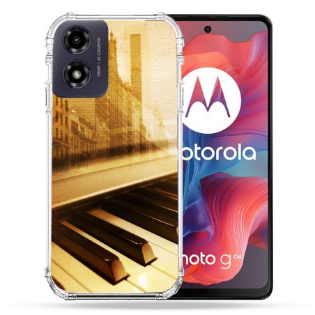 Coque Renforcée Pour Motorola G04 4G Musique Piano Retro