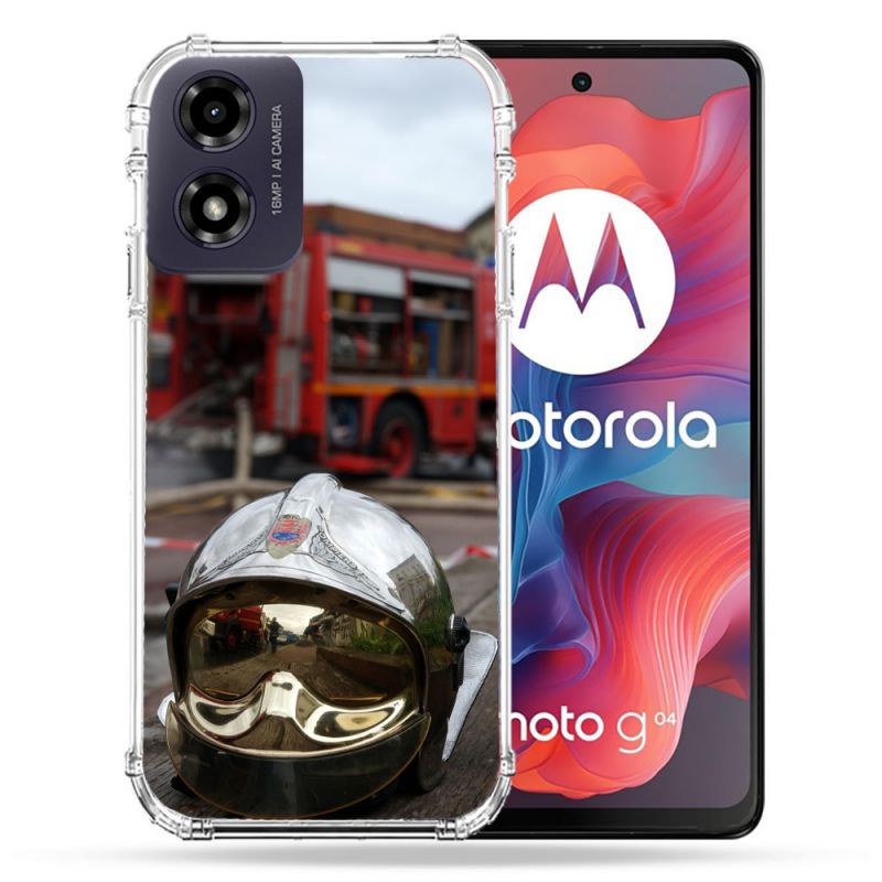 Coque Renforcée Pour Motorola G04 4G Pompier Casque Camion