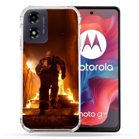 Coque Renforcée Pour Motorola G04 4G Pompier Escalier