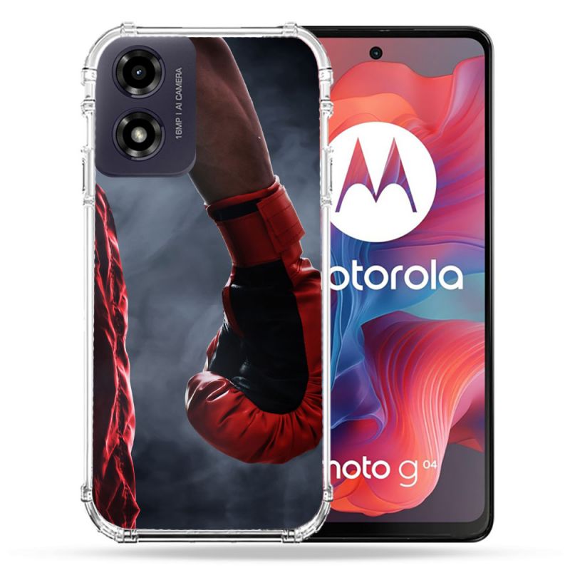 Coque Renforcée Pour Motorola G04 4G Sport Boxe Gant Rouge