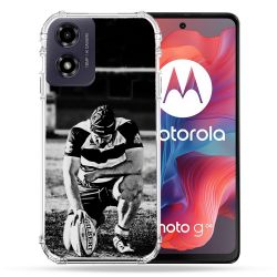 Coque Renforcée Pour Motorola G04 4G Sport Rugby Noir Blanc