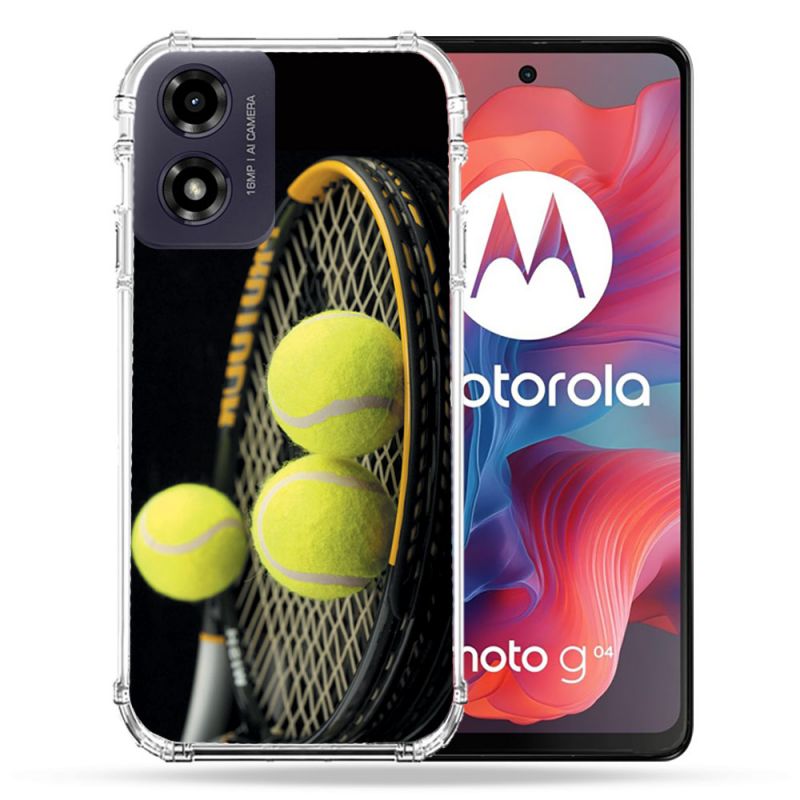Coque Renforcée Pour Motorola G04 4G Sport Tennis Balls