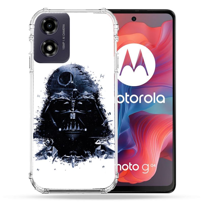 Coque Renforcée Pour Motorola G04 4G Star Wars - Dark Vador Blanc