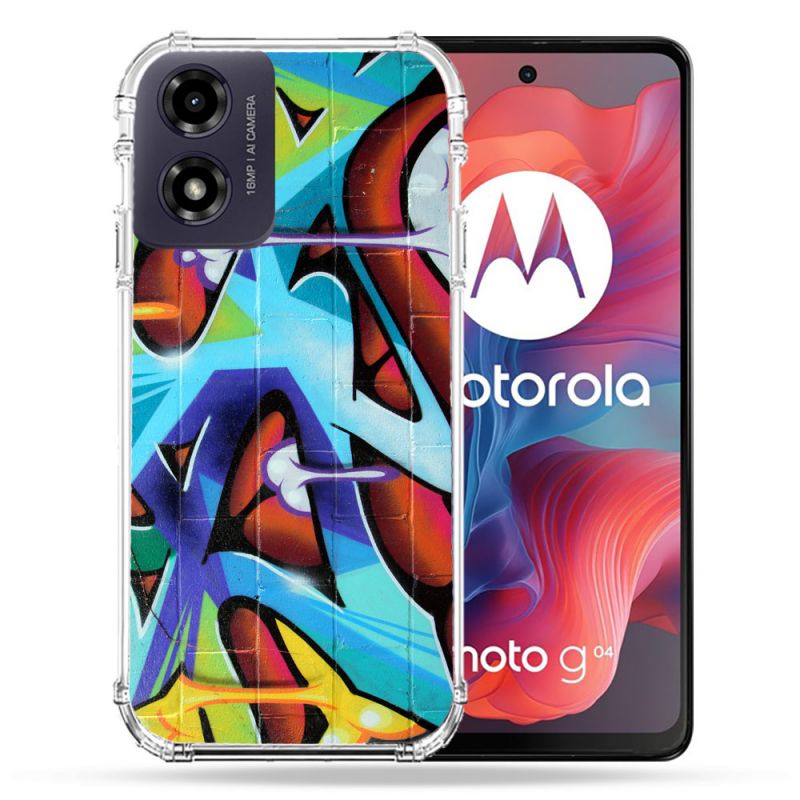 Coque Renforcée Pour Motorola G04 4G Street Art Graf Color