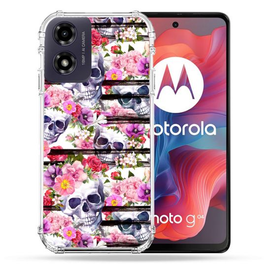 Coque Renforcée Pour Motorola G04 4G Tete de Mort Pattern