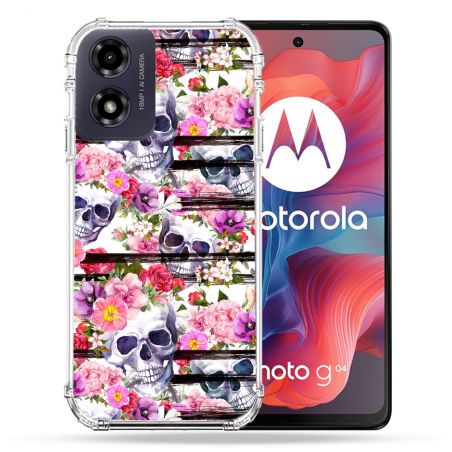 Coque Renforcée Pour Motorola G04 4G Tete de Mort Pattern