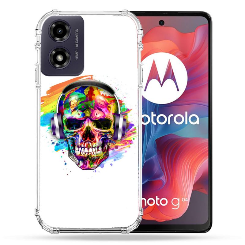Coque Renforcée Pour Motorola G04 4G Tete de Mort Tag