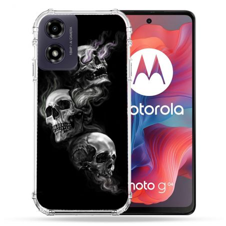 Coque Renforcée Pour Motorola G04 4G Tete de Mort Triple
