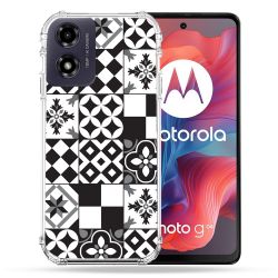 Coque Renforcée Pour Motorola G04 4G Texture Carreau Ciment Noir