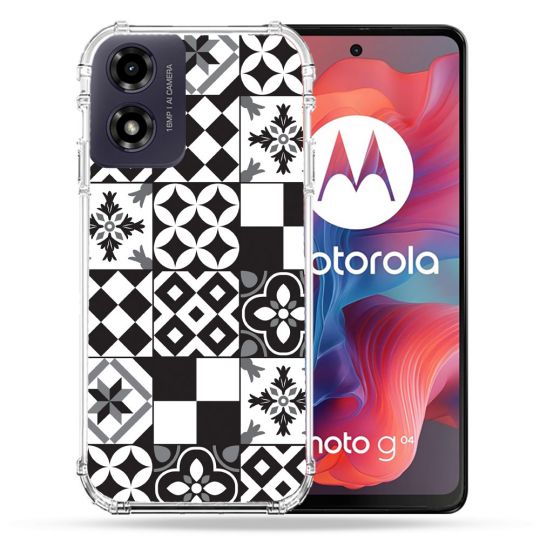Coque Renforcée Pour Motorola G04 4G Texture Carreau Ciment Noir