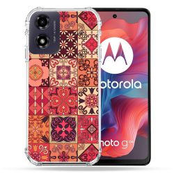 Coque Renforcée Pour Motorola G04 4G Texture Carreau Ciment Rouge