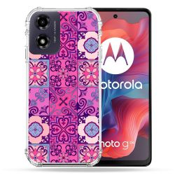 Coque Renforcée Pour Motorola G04 4G Texture Carreau Ciment Violet