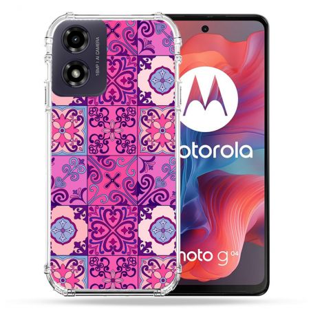 Coque Renforcée Pour Motorola G04 4G Texture Carreau Ciment Violet