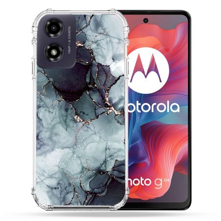 Coque Renforcée Pour Motorola G04 4G Texture Marbre Gris