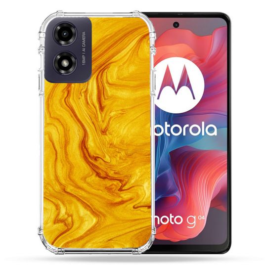 Coque Renforcée Pour Motorola G04 4G Texture Marbre Jaune