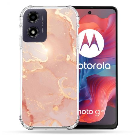 Coque Renforcée Pour Motorola G04 4G Texture Marbre Rose