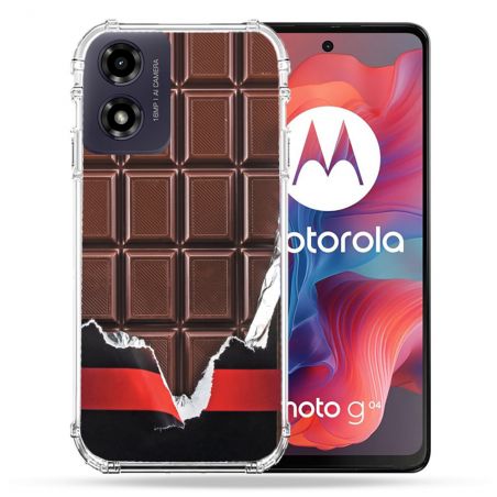 Coque Renforcée Pour Motorola G04 4G Texture Trompe Oeil Chocolat