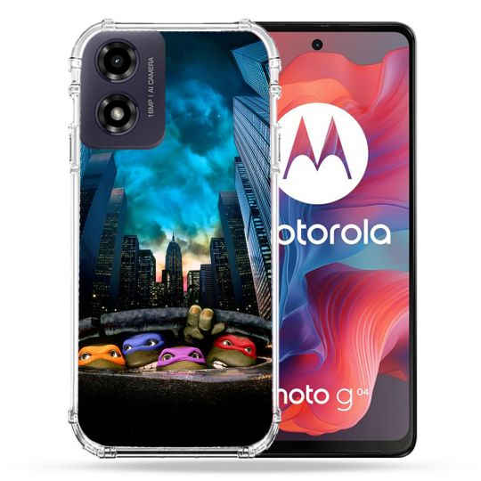 Coque Renforcée Pour Motorola G04 4G Tortue Ninja Ville
