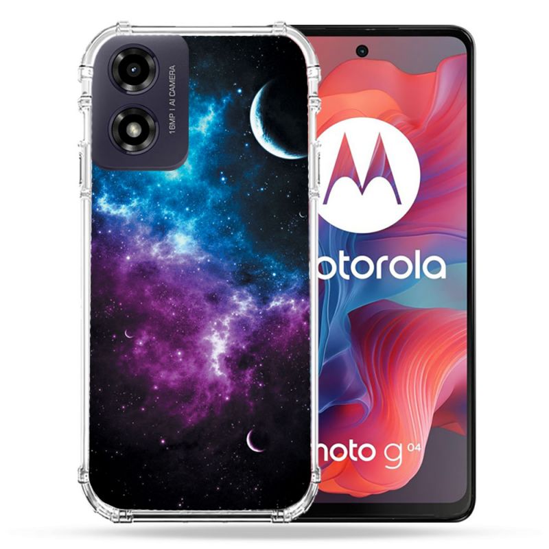 Coque Renforcée Pour Motorola G04 4G Univers Bleu Violet