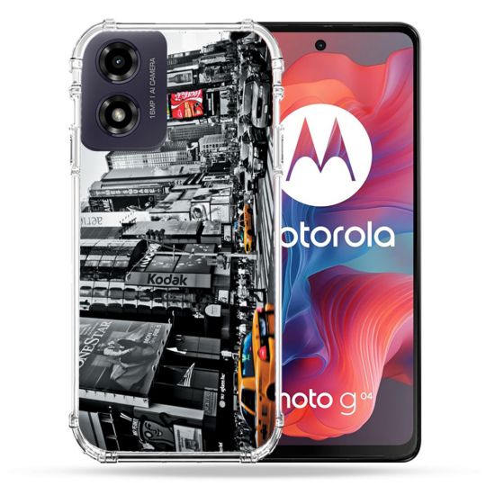 Coque Renforcée Pour Motorola G04 4G Voyage Amerique USA New York Taxi