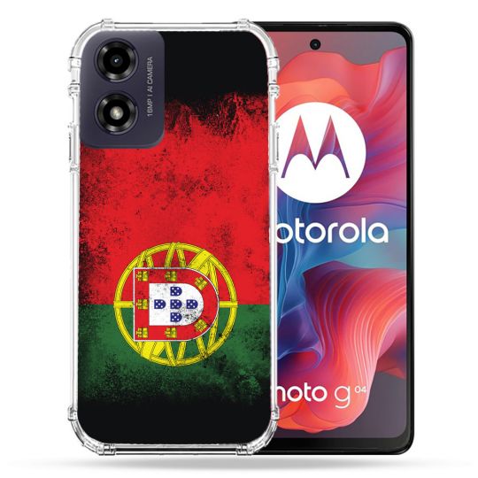 Coque Renforcée Pour Motorola G04 4G Voyage Portugal Drapeau