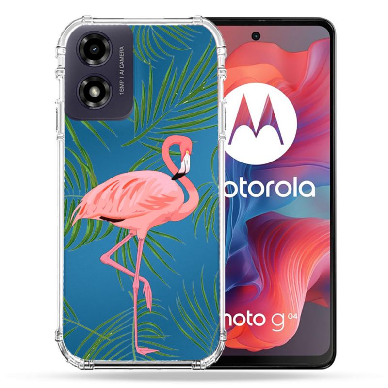 Coque Transparente Pour Motorola G04 4G Flamant Rose