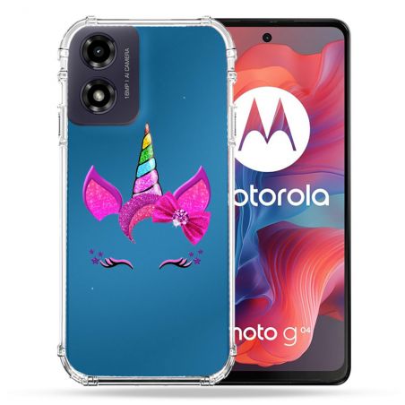 Coque Transparente Pour Motorola G04 4G Licorne Paillette